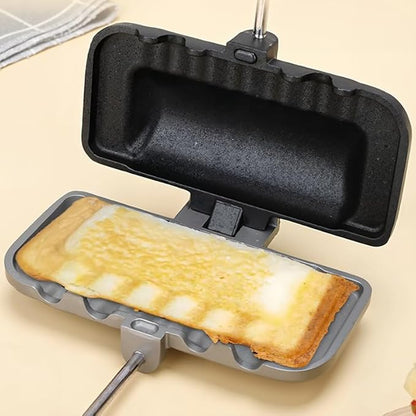 Hot Dog Toaster, Bun And Hotdog Toaster, Pie Maker Double Sided Baking Pan, Pie Iron, Mountain Pie Maker Cast Iron Sandwich Maker, Flip Grill Pan For Breakfast Pancakes, Toast, Omelets