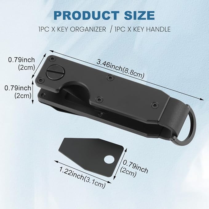 Key Organizer With Key Handle,Compact Met-allic Key Holder,Met-allic Key Organizer,Smart Keychain Secures 1-5 Keys