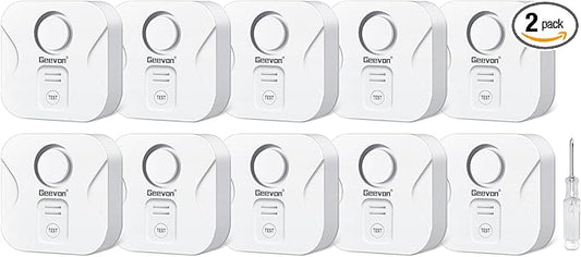 Geevon 2 Pack Water Leak Detectors for Home, 100dB Water Sensor Alarm Flood Leakage Detection Devices for Bathroom, Basements, Laundry Rooms, Kitchen, IP56 Waterproof(Battery＆Screwdriver Included)