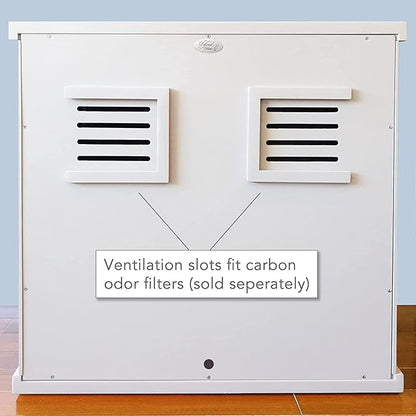 The Refined Feline Cat Litter Box Enclosure Cabinet, Cottage, White, Adjustable Levelers, XLarge, Hidden Litter Cat Furniture with Drawer