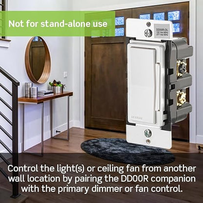 Leviton Decora Smart Dimmer Switch Companion for Multi-Location Dimming (Not for Stand-Alone use), 120/277VAC, 60Hz, DD00R-DLZ, White, Ivory, Light Almond
