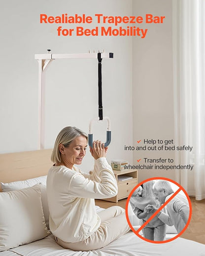 VEVOR Trapeze Bar for Bed Mobility, Heavy-Duty Steel Free Standing Trapeze Bar 250 LBS Weight Capacity, Hospital Bed Pull Up Assist for Elderly & Disabled, Ideal for Hospitals, Nursing Home, Home Care