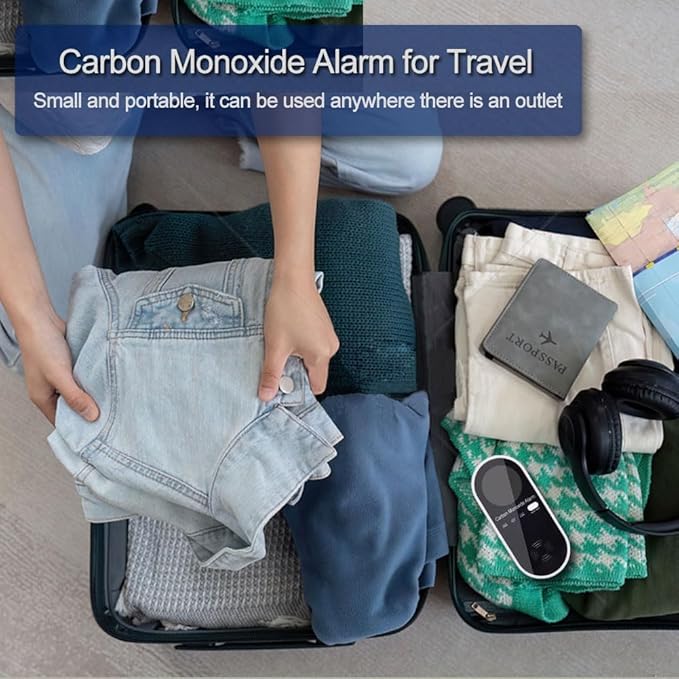 3 in 1 Carbon Monoxide Detector, KH Alert Portable Carbon Monoxide Detectors for Travel, Plug in Carbon Monoxide Detector with Temperature Humidity Sensor Built-in, Easy to Read & Install