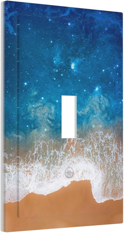 Blue Sea Ocean Beach Waves Single Toggle Light Switch Cover plate Outlet Cover Decorative Switchplate Wall Plates Electrical Panel Cover for Bathroom Living Room 5 X 3 IN