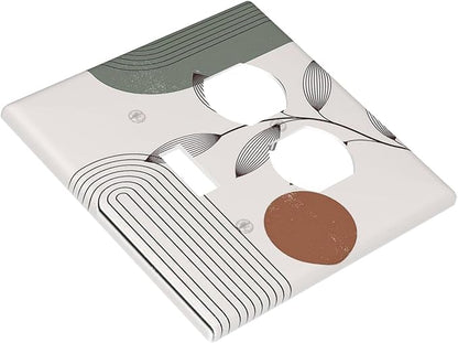 Wallplates Sage Green Boho Nature Art Minimalist Geometric Plant 1 Toggle 1 Duplex Switch Plate Electrical GFCI Faceplate Decorative Light Switch Covers for Bedroom living Room Decor