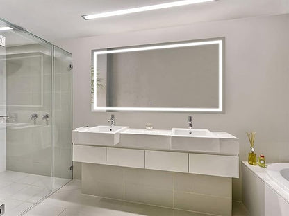 Krugg | Large 66 Inch X 36 Inch LED Bathroom Mirror | Lighted Vanity Mirror Includes Dimmer & Defogger | Wall Mount Vertical or Horizontal Installation