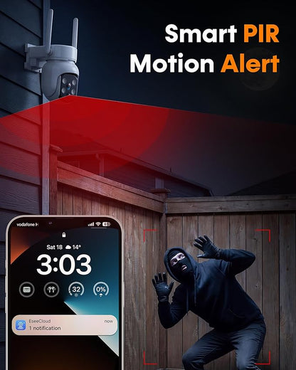 Security Cameras Wireless Outdoor: Solar Powered Auto Tracking with 10'' Monitor 4 Cam-Kit for Homeowners - Remote APP Access 360° Pan 2K Color Night Vision for Front Door, Porch, Backyard