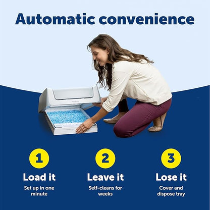 PetSafe ScoopFree Crystal Pro Legacy Self-Cleaning Automatic Litter Box - Uncovered Motion-Sensing Cat Box with Integrated Health Counter - Includes 1 Disposable Crystal Litter Tray