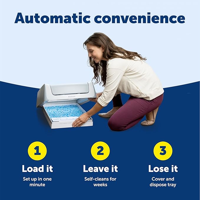 PetSafe ScoopFree Crystal Pro Legacy Self-Cleaning Automatic Litter Box - Top-Entry Motion-Sensing Cat Box with Integrated Health Counter - Includes 1 Disposable Crystal Litter Tray