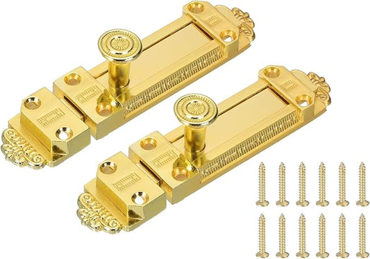 PATIKIL Barrel Bolt Latch, 2 Pack 4 Inch Slide Door Locks Zinc Alloy Gate Door Catch Bolt Latch for Bathroom Bedroom Barn Warehouse, Gold