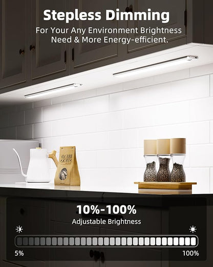 EZVALO Under Cabinet Lights,14.5'' Motion Sensor Light Indoor Dimmable, Super Bright 4000mAh Rechargeable Closet Lights 5700K with Remote Control, Wireless Under Counter Light for Kitchen (6 Pack)