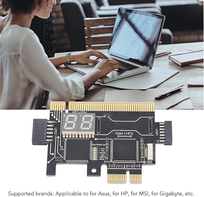 TL611 Pro Mainboard Debug Card, Diagnostic & Analyzer PC Kit, 4 Digit Post Card with LED Indicators for Laptop, PCI E, PC Computer Motherboard Testing