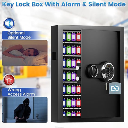 158 Keys Combination Lock Key Cabinet, Anti-Theft Key Lock Box with Key Tags, Key Organizer Wall Mount for Car Garage House Rental Office Business