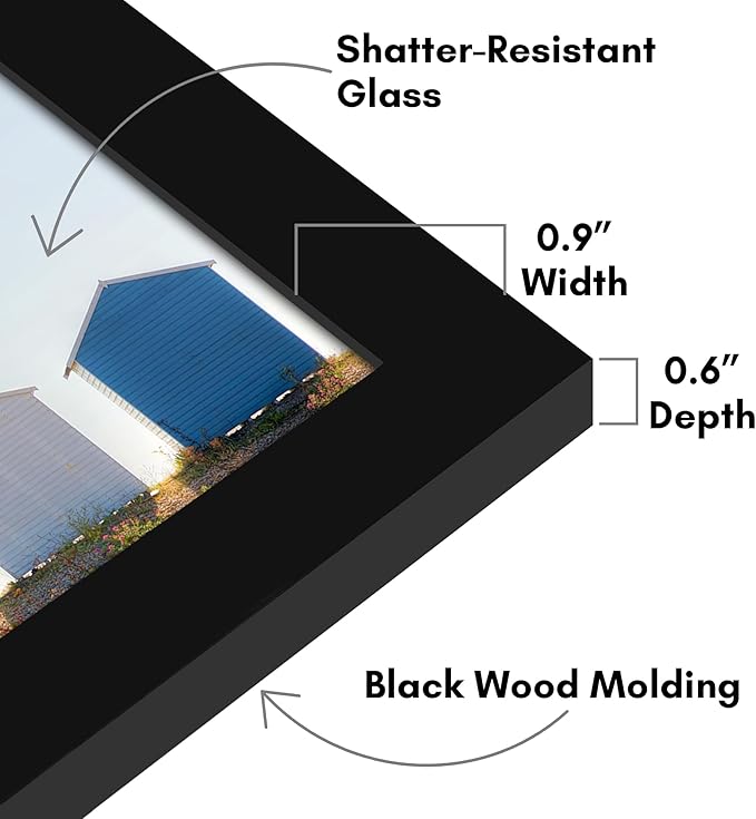 Americanflat 14x10 Picture Frame with Shatter-Resistant Glass - Signature Collection - Gallery-Style Frames Made of Engineered Wood - Photo Frame for Tabletop and Wall Display - Black