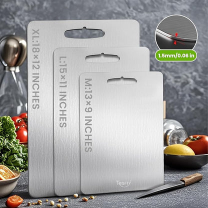 2 Pack Titanium Cutting Board-100% Pure Titanium Cutting Boards For Kitche,Easy to clean, Double-sided food-grade Cutting Board For Meats, Fruits And Vegetables (15 * 11)