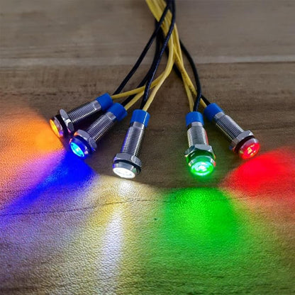 10Pcs 6mm 110V-220VAC LED Metal Indicator Light Waterproof Signal Lamp (Green/Orange/Red/Blue/White,Each 2pcs)