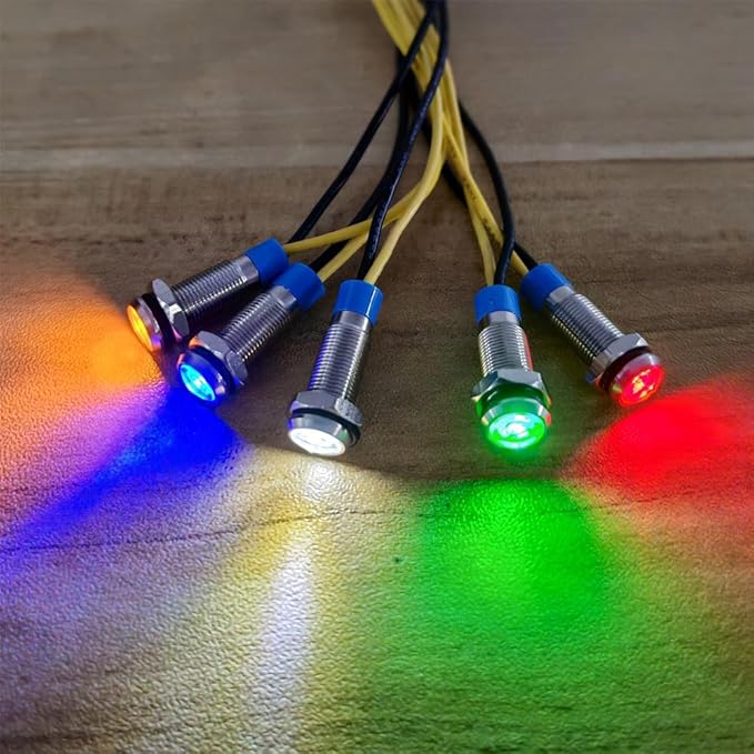 10pcs 6mm LED Metal Indicator Light 110V-220VAC Waterproof Signal Lamp (White)