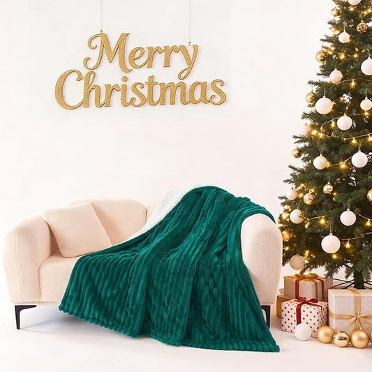 Heated Blanket Electric Blanket 50"x60", Soft Flannel Sherpa Electric Throw with 5 Heating Level & 12 Times Setting, Heated Throw with Overheating Protection, Machine Washable (Green)