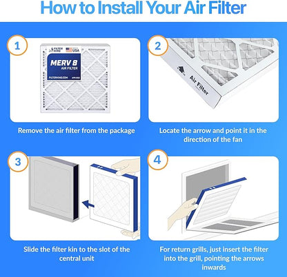 Filter King 34x7x1 Air Filter | 4-PACK | MERV 8 HVAC Pleated A/C Furnace Filters | MADE IN USA | Actual Size: 34 x 7 x .75"