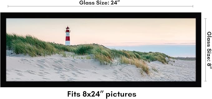 Americanflat 8x24 Picture Frame with Shatter-Resistant Glass - Signature Collection - Gallery-Style Frames Made of Engineered Wood - Photo Frame for Wall Display - Black
