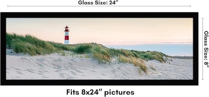 Americanflat 8x24 Picture Frame with Shatter-Resistant Glass - Signature Collection - Gallery-Style Frames Made of Engineered Wood - Photo Frame for Wall Display - Black