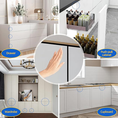 Jiayi Push Open Door Latch Push Catch Magentic Push Open Cabinet Latches Hardware for Kitchen Drawer Closer Touch Release Open for RV Door Damper, Large Push to Open Wardrobe Closure (White, 8 Pack)