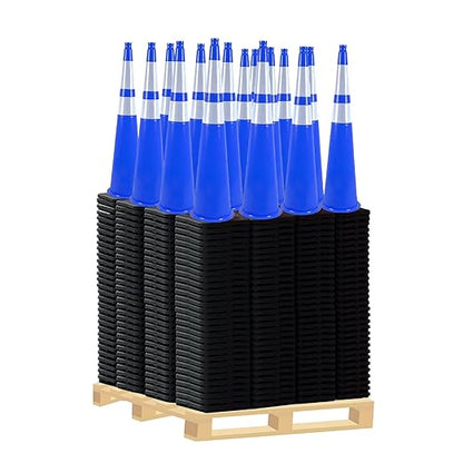 360 Pack 36" Blue Traffic Cones with Black Base – Large Bulk Safety Cones for Commercial Use, Road Work, and Event Setup (360, Blue, 36 Inch)