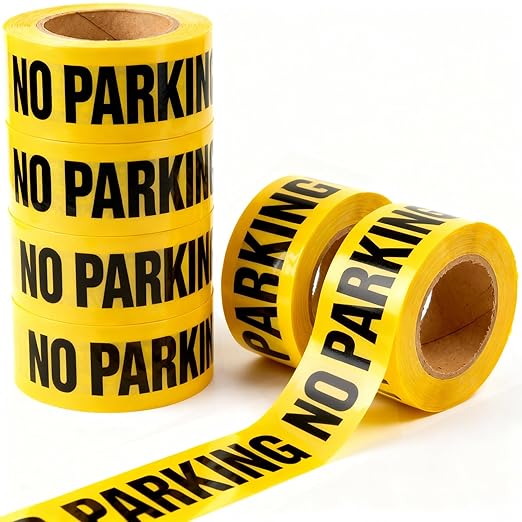 Caution No Parking Tape 6 Pack 3 inch X 1000 feet • Bright Yellow with a Bold Black Print for High Visibility • 3 in. Wide for Maximum Readability • Tear Resistant