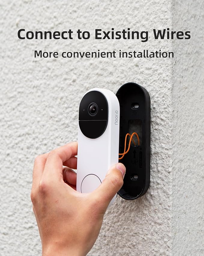 Noorio 3K Smart Video Doorbell Wireless, 5MP Battery-Powered Security Camera with Chime, 180-Day Battery Life, AI Package/Human Detection, 2-Way Talk, No Monthly Fee, Compatible with Alexa