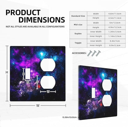 Outer Space Colorful Starry Sky Galaxy Planet Wallplates 1 Toggle 1 Duplex Switch Plate Electrical GFCI Faceplate Decorative Light Switch Covers for Bed Room Living Room Decor
