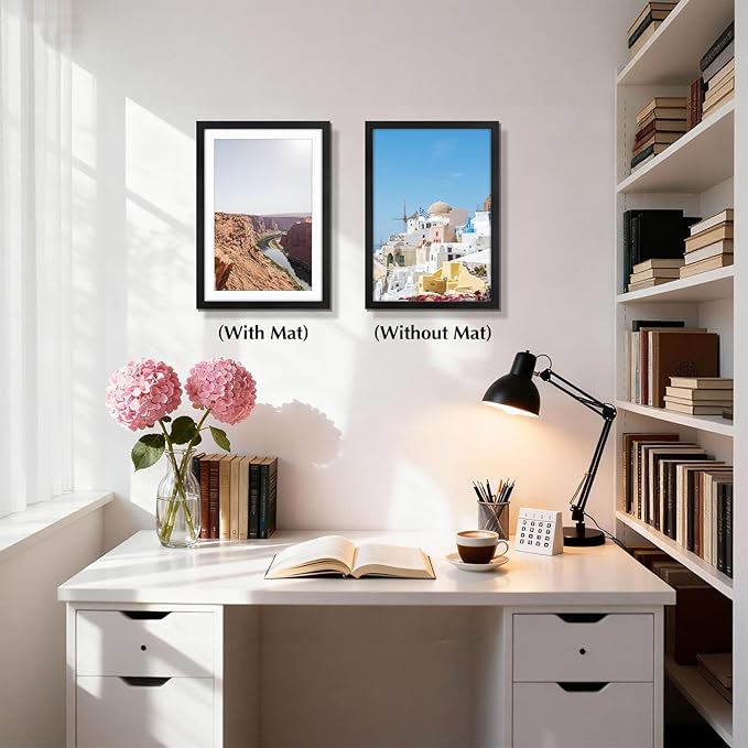Golden State Art, 13x19 Picture Frame With Mat for 11x17 - High Definition Glass Wall Mounting Horizontal Vertical Display (Black, 1 Pack)
