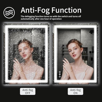 20"x28" LED Bathroom Mirror with Lights, Dimmable, Anti-Fog, Lighted Bathroom Vanity Mirror for Wall, Backlit + Front Lit, Memory Function, Shatter-Proof, Tempered Glass