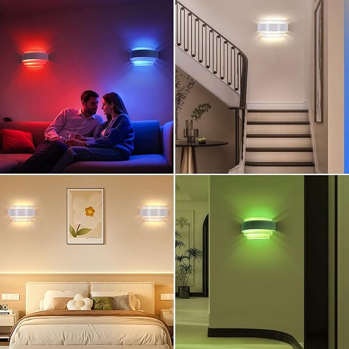 Lightess Battery Operated Wall Sconces with Remote Control, Dimmable Sconce Wall Light, Indoor Cordless Wall Lamp with Rechargable Bulb for Living Room Bedroom, White
