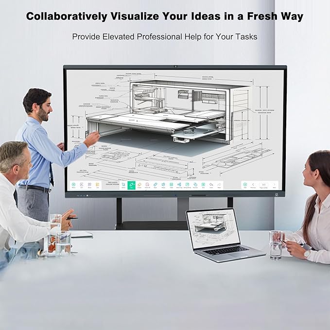 86 Inch Interactive Whiteboard, All in One Electronic Whiteboard for Classroom and Office, 4K Touchscreen Digital Smart Board with Camera and Mics (Board+Movable Stand+Wall Mount)