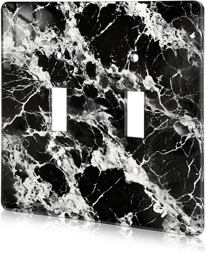Black White Marble Pattern Acrylic Wall Plate Cover Switch Plate Covers Cover Light Switch Cover Switch Cover Decorative Double Gang Toggle Outlet Covers Switch Cover
