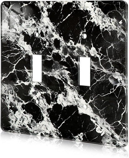 Black White Marble Pattern Acrylic Wall Plate Cover Switch Plate Covers Cover Light Switch Cover Switch Cover Decorative Double Gang Toggle Outlet Covers Switch Cover