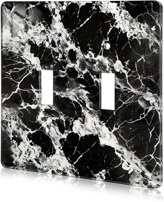 Black White Marble Pattern Acrylic Wall Plate Cover Switch Plate Covers Cover Light Switch Cover Switch Cover Decorative Double Gang Toggle Outlet Covers Switch Cover