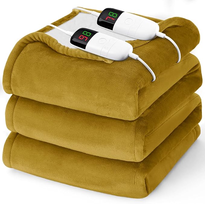 Heated Electric Blanket Queen Size - 84" x 90" Heating Blanket with Dual Control, 10 Heating Levels & 8 Hours Auto Off, Soft Warm Flannel Blanket, Christmas Birthday Gifts for Senior Grandma