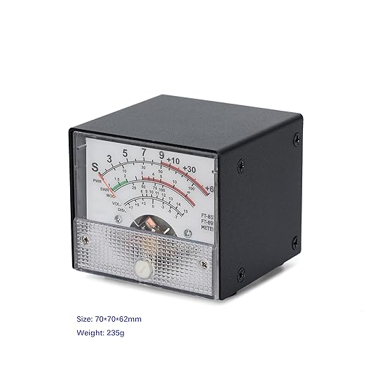 FT-857/FT-897 Analog Panel Meter, Black, Multi-Function S-Meter/PWR/SWR Display, 70x70x62mm, with 3.5mm Jack Connection