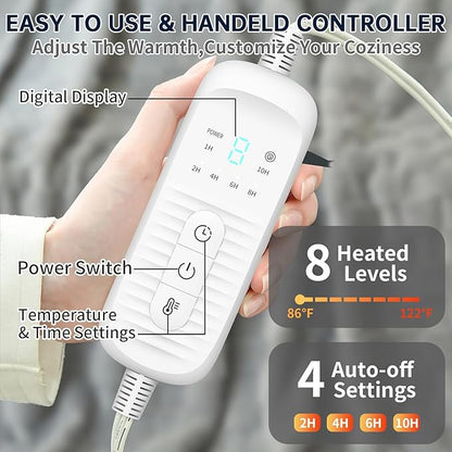 Electric Heated Blanket Full - 72" x 84" Heating Blanket Throw House Warming Gifts New Home, Ultra Soft Warm Flannel Sherpa Fast Heat,8 Heat Level 10 Hours Auto-Off ETL Certified