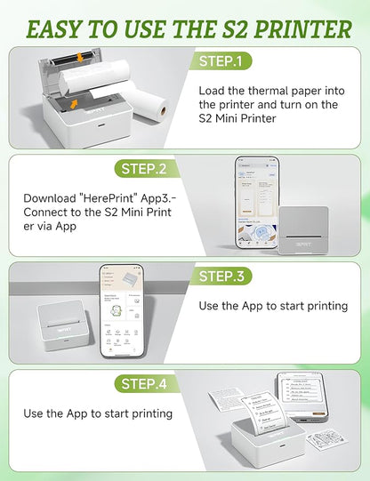 iDPRT Mini Sticker Printer Machine with 1 Roll Sticker Paper, Portable Thermal Printer for Study, Grey