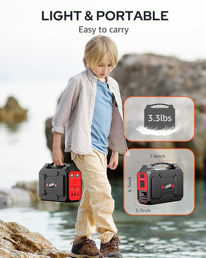 Apowking Solar Powered Generator 200W Peak/100W Rated, Portable Power Station with Solar Panels 40W Included, 146Wh Solar Power Bank with AC Outlet 110V for Home Use Camping Outdoor Adventure
