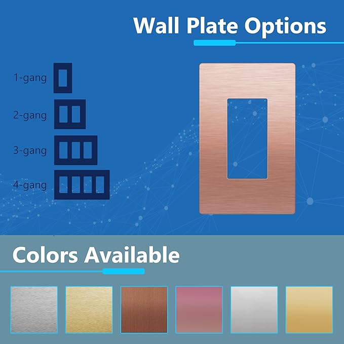 LIDER Screwless Metal-Surface Wall Plate, Decorator Switch Cover, Temperature and Impact Resistant, 201 Stainless Steel, Modern Decoration Upgrade, Mid-Size 1-Gang 4.88" x 3.11", Brushed Rose Gold