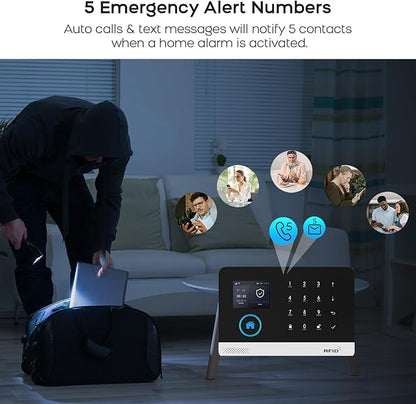 Security Systems for House 12Pcs WiFi+GSM/4G DIY Kit,Door/Window Home Alarm System Tuya APP Real-Time Alert,Remote ControlMotion Detectors for Home,Apartment,Kids Safety NO Monthly Fees