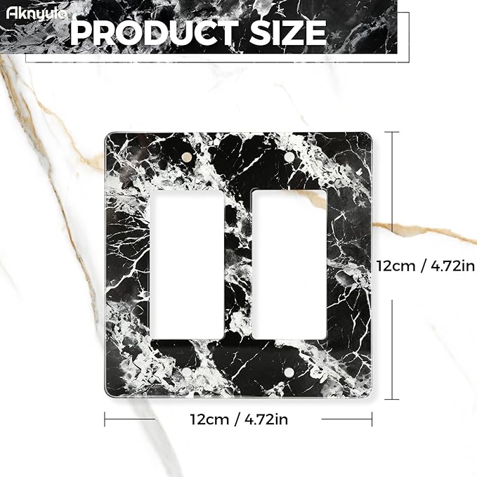 Black White Marble Pattern Acrylic Wall Plate Cover Switch Plate Covers Cover Light Switch Cover Switch Cover Decorative Electrical Outlet Cover Plates Outlet Covers Switch Cover 2 Gang