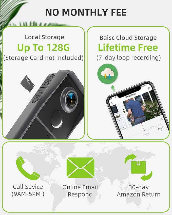 MUBVIEW Doorbell Camera Wireless with Chime, Video Doorbell - No Subscription, Voice Changer, Motion Zones Customization, 1080HD, PIR Human Detection, 2.4Ghz WiFi, Battery-Powered Smart Doorbell