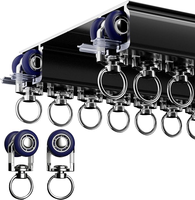 Ceiling Mounted Curtain Track System - Double Rails for Curtains & Drapes - Room Dividers - Sliding Curtain Rail for Window (balck, 3m)