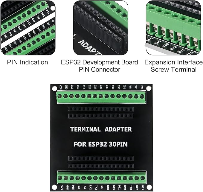 3Pcs ESP32 ESP32-WROOM-32 CP2102 TYPE C Development Board GPIO Breakout Board 30Pin Type-C USB Dual Interface ESP32 Shield 30P WIFI+Bluetooth Dual Core ESP-WROOM-32 ESP-32 ESP-32S Expansion Board
