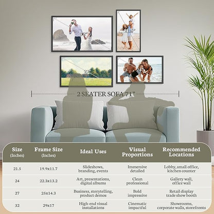 BSIMB Large Digital Picture Frame 24 Inch, 1920x1080 FHD WiFi Digital Photo Frame Electronic 32GB Display, Wall Mount Included, Share Pictures/Videos via App Easy Setup Gifts for Mom(Non-Touch), White
