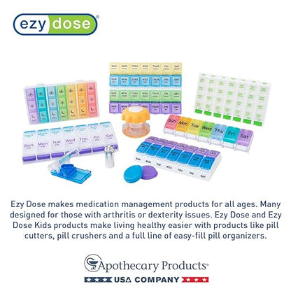 EZY DOSE Weekly (7-Day) Daily AM/PM Pill Case, Medicine Planner, Vitamin Organizer, Supplement Container, Large Pop-Out Compartments, Designed for Travel 2 Times a Day, Black and White Lids